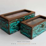 جعبه پذیرایی چوبی ۲ قسمتی طرح کهربا
