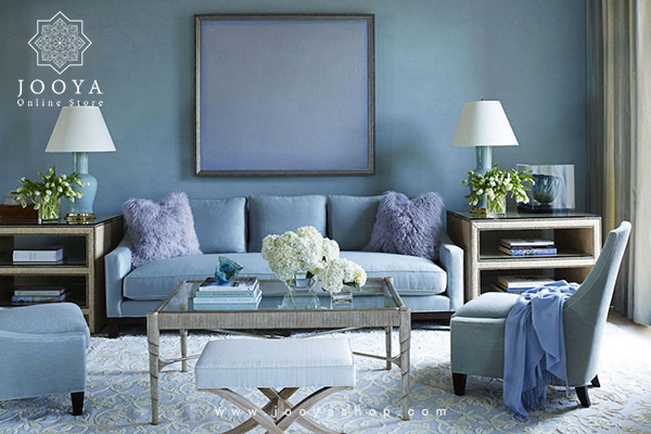 اتاق نشیمن آبی زیبا