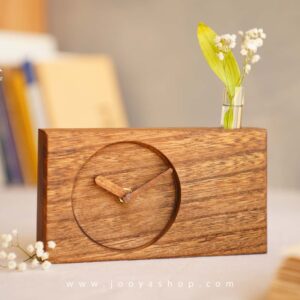 ساعت چوبی گلدان دار