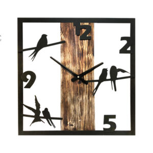 ساعت چوبی فلزی طرح پرنده