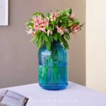 گلدان شیشه ای بزرگ کاربنی