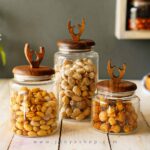 بانکه شیشه ای درب چوبی طرح شاخ گوزن