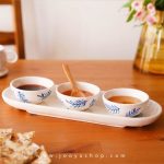 خرید ست کاسه ورولت خوری سرامیکی طرح برگ
