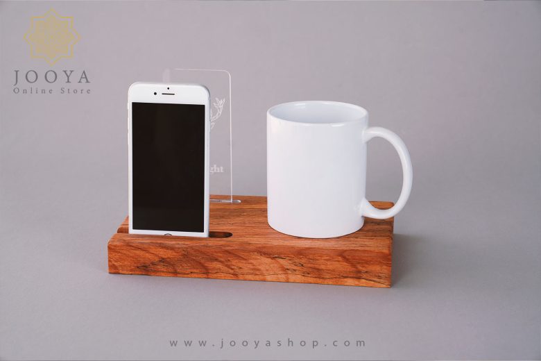 استند چوبی ماگ و موبایل راوک با طراحی خاص و زیبا در جویا