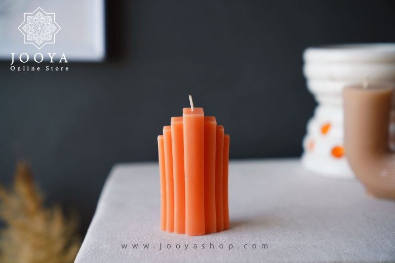 شمع مدل پله ای خردلی مناسب برای دیزاین و شمع آرایی