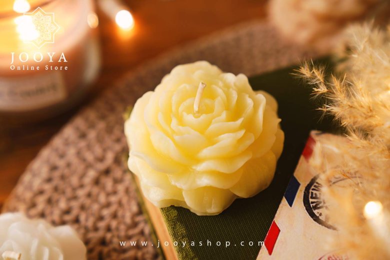 خرید شمع مدل گل آلاله کرمی از جویا