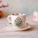 خرید فنجان و زیر فنجانی سرامیکی مدل شکوفه با بهترین قیمت
