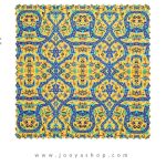 خرید رومیزی مخمل مربع فرش کاشی زرد با قیمتی عالی