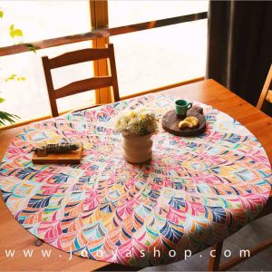 رومیزی گرد طرح رنگین با کیفیتی عالی در جویا
