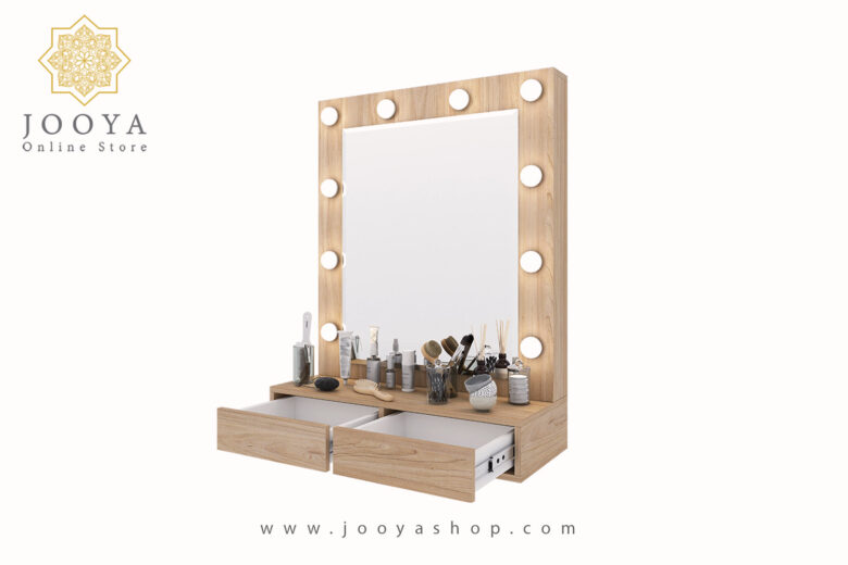 قیمت میز آرایش مدرن دیواری دور چراغ دو کشو کابان مدلTM 108