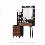 میز آرایش اسپرت دو رنگ مشکی قهوه ای چراغ دار آتیسا مدل TM 164