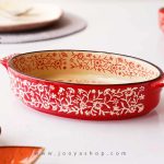 تابه بیضی قرمز گلدار کوچک مدل لینا