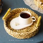خرید سینی دسته بامبو طرح 1 سبز مدل زيما