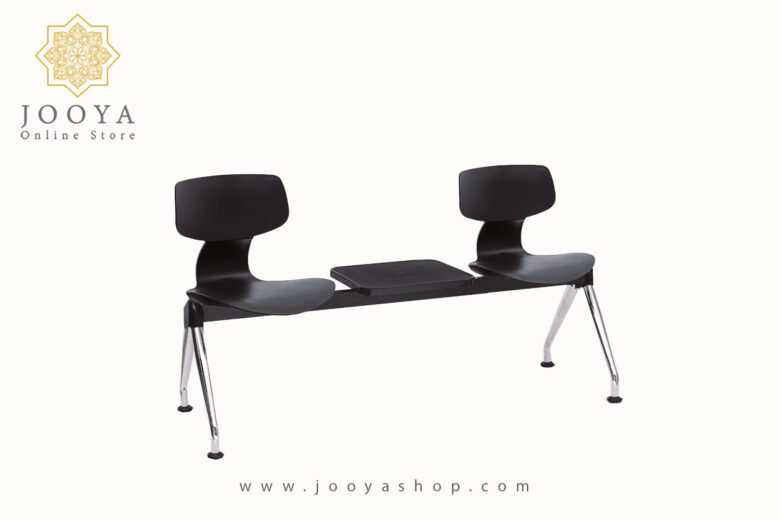 خرید نیمکت انتظار دو نفره وسط میز دار یوگو پایه کروم کد T403