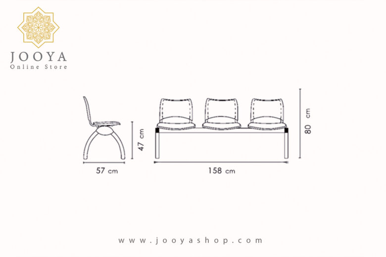 خرید نیمکت انتظار اسمارت پایه کروم دو نفره کد N822