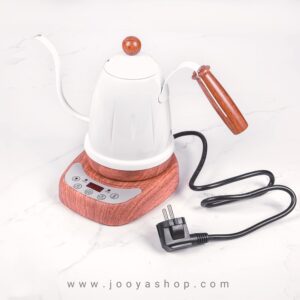 کتل برقی استیل ۷۰۰ میلی‌لیتری سفید دسته چوبی