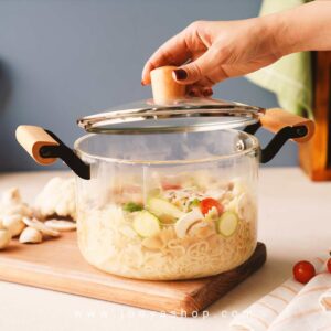 قابلمه پیرکس شعله مستقیم دسته بامبو 3.5 لیتر