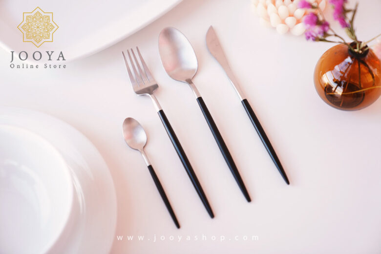 خرید و قیمت ست قاشق و چنگال STAINLESS STEEL مشکی