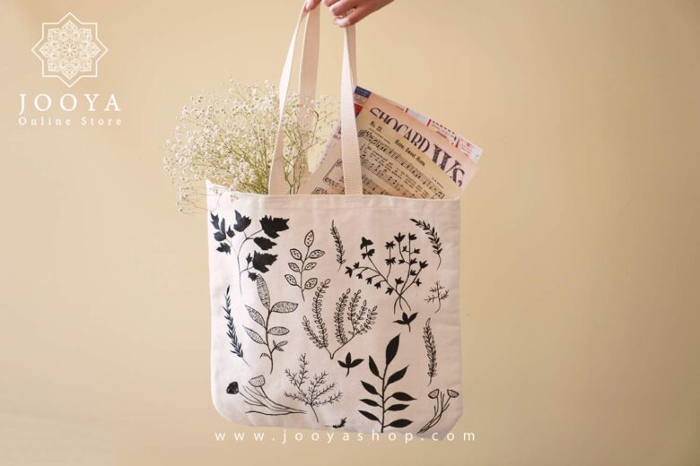خرید و قیمت ساک پارچه ای طرح پیونی