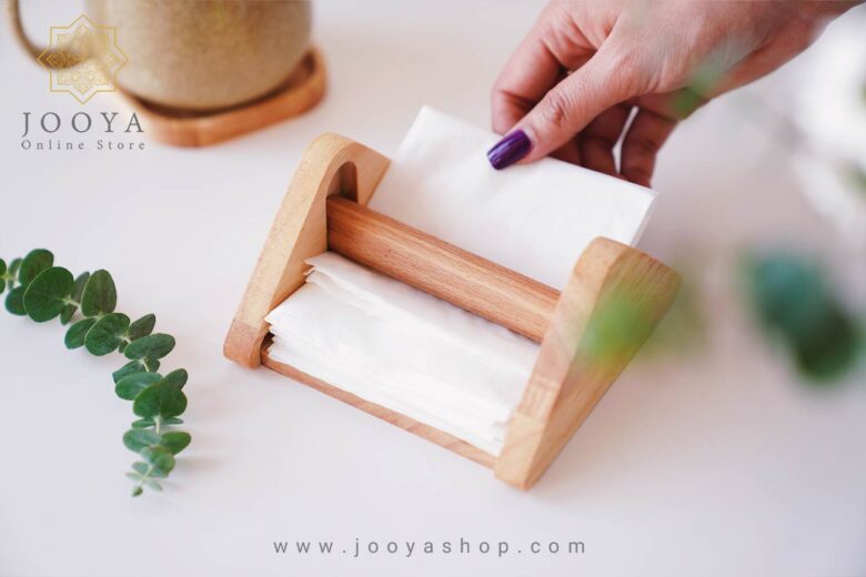 خرید جا دستمالی چوبی رولی روشنا