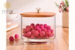 ظرف شکلات یک طبقه با درب چوبی لیمون