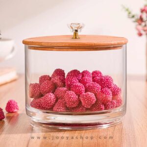 ظرف شکلات یک طبقه با درب چوبی لیمون