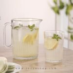 ست پارچ و لیوان شیشه ای شیاردار لیمون