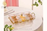 اردورخوری شیشه ای مستطیل استنددار سه خانه با درب اکرولیک لیمون
