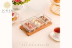 قیمت اردورخوری شیشه ای مستطیل استنددار سه خانه با درب اکرولیک لیمون
