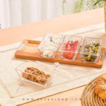 اردورخوری شیشه ای مستطیل استنددار چهارخانه با درب اکرولیک لیمون