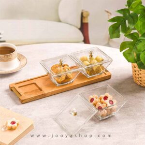 اردور خوری شیشه ای مربع استنددار سه خانه با درب اکرولیک لیمون