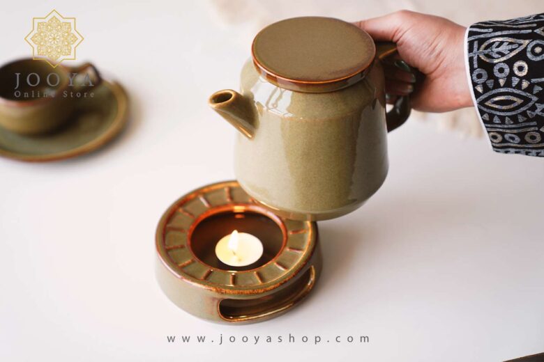 خرید قوری و وارمر سرامیکی سبز